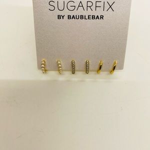 NWT BaubleBar Sugarfix Huggie Earrings 3 pairs Nickel Free